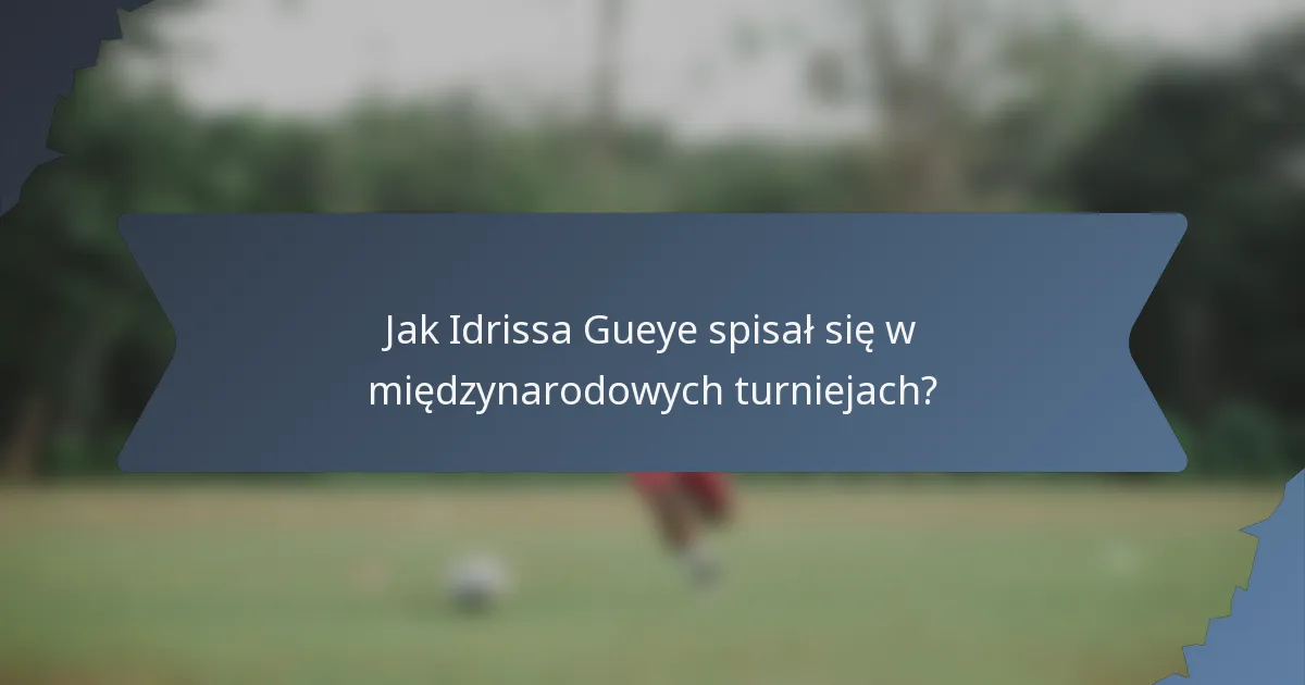 Jak Idrissa Gueye spisał się w międzynarodowych turniejach?